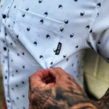 ESSENTIAL MURDERED OUT SKULL BUTTON UP