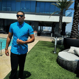 ESSENTIAL HAWAIIAN SURF BLUE  BUTTON UP
