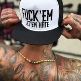 LET EM HATE BLACK & WHITE FLAT BILL HAT