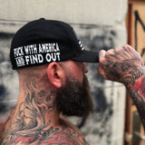 FUCK WITH AMERICA BLACK FLEXFIT COTTON HAT