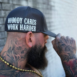 WORK HARDER GREY SIDE STYLE FLEXFIT HAT