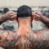 GULF OF AMERICA BLACK ON BLACK FLEXFIT COTTON HAT