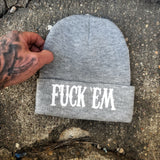GREY FUCK 'EM BEANIE