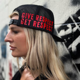 GIVE RESPECT GET RESPECT RED FLAT BILL HAT