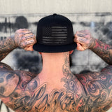 USA FLAG BLACK ON BLACK FLAT BILL HAT