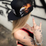 SINNER FLAMING SKULL BLACK HAT