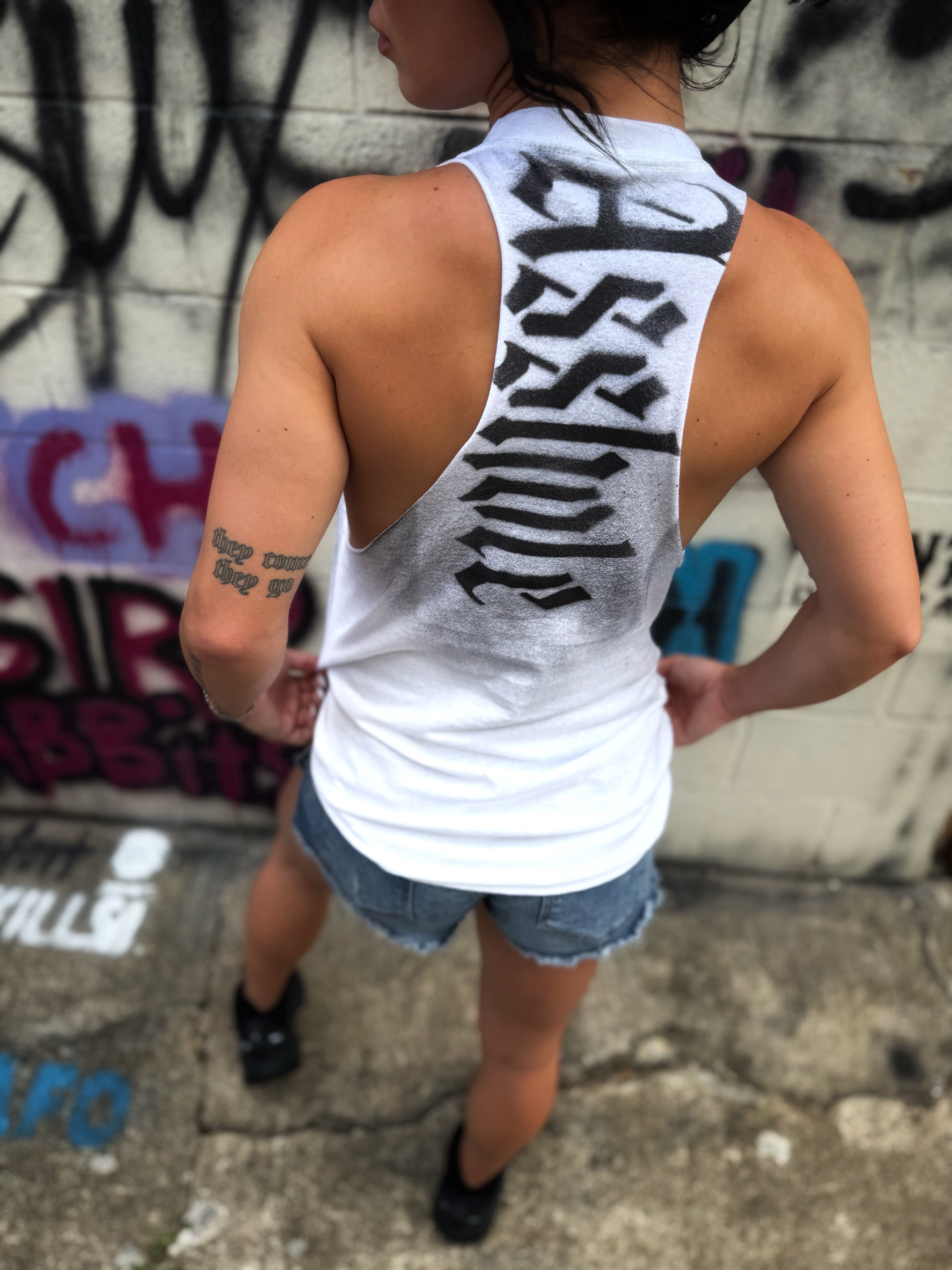 PUNK ASSHOLE CROSSBONE SKULL WHITE STRINGER