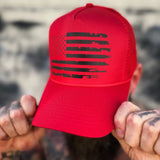USA FLAG CURVED BILL RED HAT