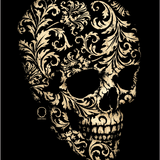 GOLD FILIGREE SKULL DECAL