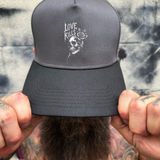LOVE KILLS BLACK & GREY BASEBALL HAT