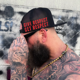 GIVE RESPECT GET RESPECT RED FLAT BILL HAT