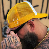 FOAMIE TRUCKER BAD BEETLEJUICE WHITE & YELLOW HAT