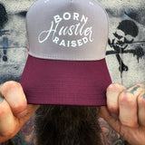BORN HUSTLER MAROON & GREY BLACK BASEBALL HAT