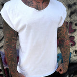 ROAD RASH MENS MUSCLE SCOOP NECK WHITE TEE