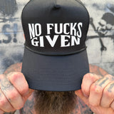 NO FUCKS GIVEN CURVED BILL BLACK HAT