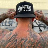 WANTED BLACK FLAT BILL HAT