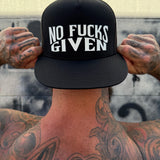 NO FUCKS GIVEN BLACK FLAT BILL HAT