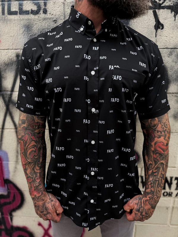 ESSENTIAL FAFO BLACK BUTTON UP