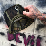 LONE WOLF HEAD FOAM CURVED BILL GREEN CAMO HAT