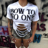 PUNK BOW TO NO ONE WHITE CROP TOP