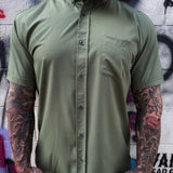 ESSENTIAL OLIVE BUTTON UP