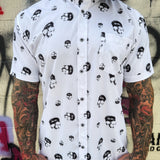 ESSENTIAL DEATH SKULL WHITE BUTTON UP