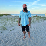 ESSENTIAL DRIVEN PARADISE BLUE BUTTON UP