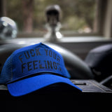 FUCK YOUR FEELING CURVED BILL BLUE HAT