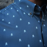 ESSENTIAL TEAL INFINITY SKULL BUTTON UP