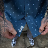 ESSENTIAL TEAL INFINITY SKULL BUTTON UP