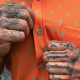 ESSENTIAL INFINITY SKULL TANGERINE BUTTON UP