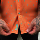 ESSENTIAL INFINITY SKULL TANGERINE BUTTON UP