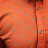 ESSENTIAL INFINITY SKULL TANGERINE BUTTON UP