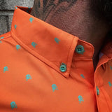ESSENTIAL INFINITY SKULL TANGERINE BUTTON UP
