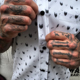 ESSENTIAL STARS AND SKULLS BLACK SNAPS WHITE BUTTON UP