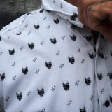 ESSENTIAL STARS AND SKULLS BLACK SNAPS WHITE BUTTON UP