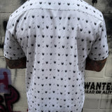 ESSENTIAL STARS AND SKULLS BLACK SNAPS WHITE BUTTON UP