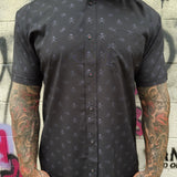 ESSENTIAL FAFO USA FLAG BLACK ON BLACK BUTTON UP