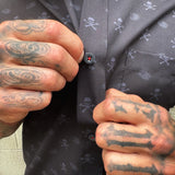 ESSENTIAL FAFO USA FLAG BLACK ON BLACK BUTTON UP
