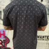 ESSENTIAL FAFO USA FLAG BLACK ON BLACK BUTTON UP