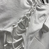 ROAD RASH V BRAIDED FRONT WHITE CROP TOP