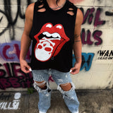 BAD TASTE - ROAD RASH BACK CUT BLACK CROP TANK