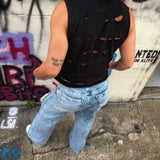 BAD TASTE - ROAD RASH BACK CUT BLACK CROP TANK
