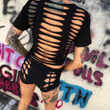 ROAD RASH V BRAIDED FRONT BLACK CROP TOP