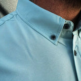ESSENTIAL DRIVEN PARADISE BLUE BUTTON UP