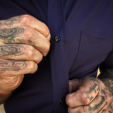 ESSENTIAL MULBERRY PURPLE SNAP BUTTON UP