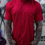 ESSENTIAL RED SNAP BUTTON UP