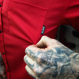 ESSENTIAL RED SNAP BUTTON UP