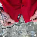 ESSENTIAL RED SNAP BUTTON UP