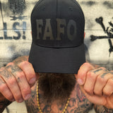 FAFO BLACK ON BLACK FLEXFIT COTTON HAT